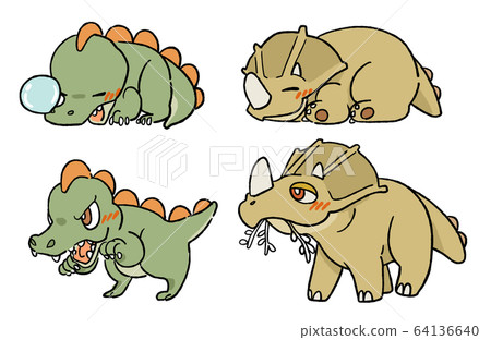 Dinosaur Cute Sleep Tyranno Tricera 64136640