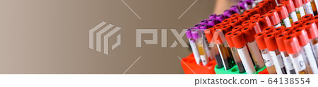 Medical test-tubes with blood samples Medical test-tubes with blood samples 64138554