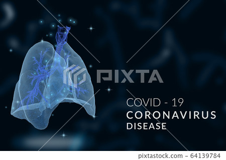 COVID -19 Coronavirus disease banner. Sars disease, coronaviruses in the human lungs COVID -19 Coronavirus disease banner. Sars disease, coronaviruses in the human lungs 64139784