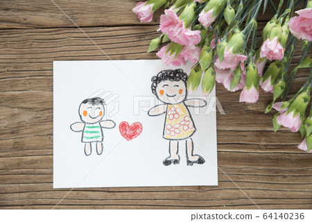 Mother's day card with carnations Mother's day card with carnations 64140236