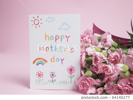 Mother's day card with carnations Mother's day card with carnations 64140277