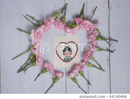 母親節卡片與康乃馨 64140466