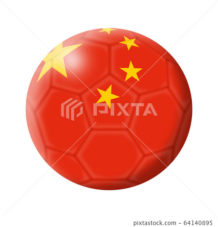 Peoples Republic of China soccer ball football illustration isolated on white with clipping path 64140895