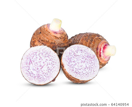Taro, sliced of taro isolated on white background Taro, sliced of taro isolated on white background 64140954