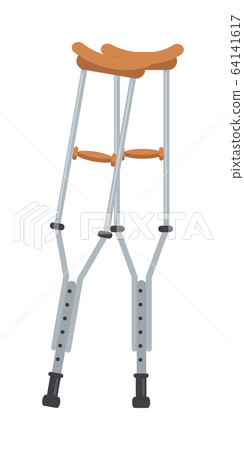 Flat adjustable metal crutches isolated on white Flat adjustable metal crutches isolated on white 64141617