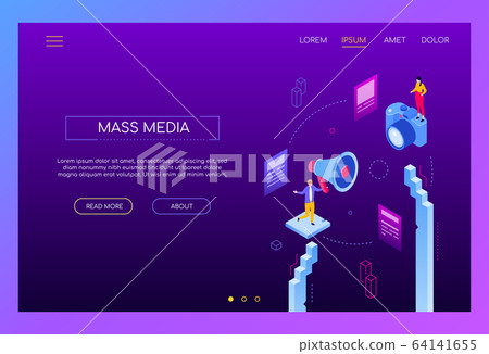 Mass media - modern isometric vector web banner 64141655