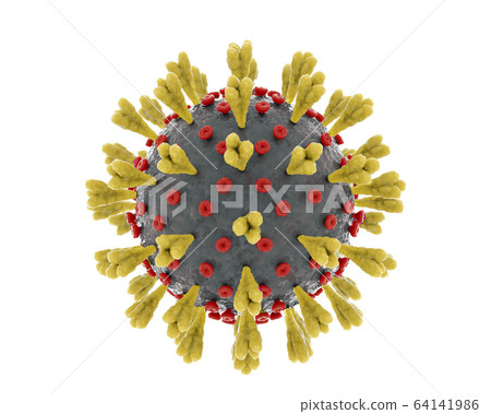 New coronavirus causing covid-19 isolated on white background. 64141986