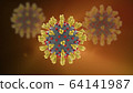 Coronavirus covid-19 yellow germs with light rays 3d render 64141987