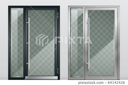 Set of modern entrance doors black white 64142426