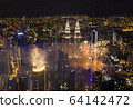 Aerial view of Kuala Lumpur city center skyline at night 64142472