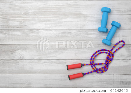 3d rendering of violet jumping rope and blue... - Stock Illustration ...