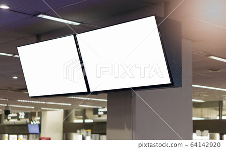 White screen TV mockup in the Airport. White screen TV mockup in the Airport. 64142920