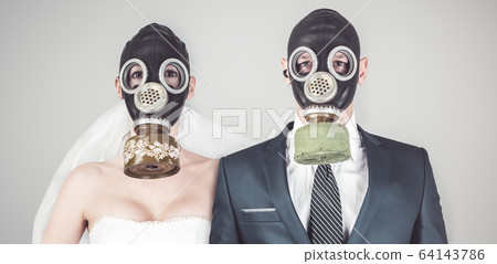 Wedding during the coronavirus period. Bride and 64143786