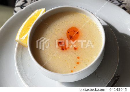 Turkish traditional lentil mashed soup on white 64143945