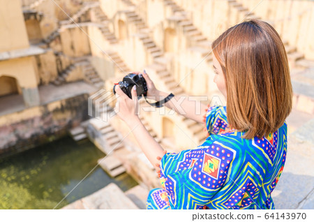 Portrait of young woman in Panna Meena ka Kund Portrait of young woman in Panna Meena ka Kund 64143970