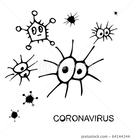 Vector Doodle Coronavirus or Cartoon Monster 64144144