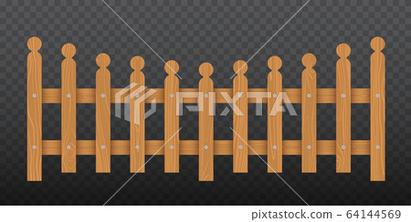 Brown wooden fence. Vector illustration isolated on transparent background 64144569