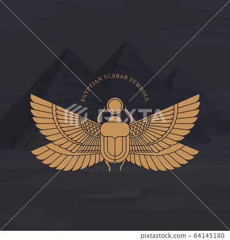 Vector illustration of the Egyptian scarab-插圖素材[64145180 
