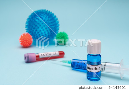 Laboratory test tubes for coronavirus and allergy test. Search for a vaccine for the virus. World pandemic Laboratory test tubes for coronavirus and allergy test. Search for a vaccine for the virus. World pandemic 64145601