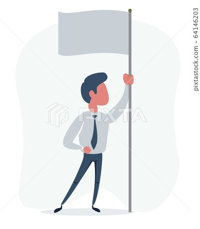Man with blank flag 64146203