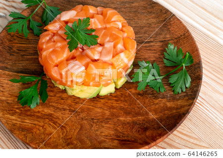 Raw Salmon Tartare, Trout Tartar or Red Fish Tatar Raw Salmon Tartare, Trout Tartar or Red Fish Tatar 64146265