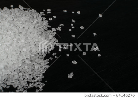 Big Sugar Crystals or Sucrose Crystals on Black 64146270