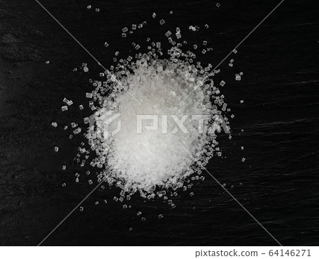Big Sugar Crystals or Sucrose Crystals on Black 64146271