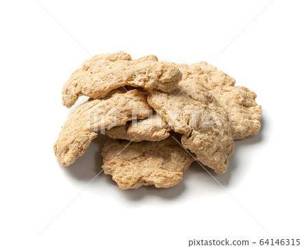 Raw Dehydrated Soy Meat or Soya Chunks Isolated 64146315