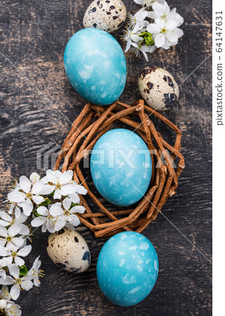 Easter eggs in blue color 64147631