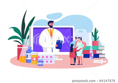 Family doctor online vector illustration,... - Stock Illustration  [64147878] - PIXTA