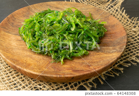 Chukka Seaweed Salad or Sea Kelp Salat on Rustic Chukka Seaweed Salad or Sea Kelp Salat on Rustic 64148308
