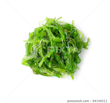 Chukka Seaweed Salad Isolated on White Background Chukka Seaweed Salad Isolated on White Background 64148311