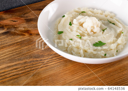Homemade Cauliflower Puree or Colcannon with Homemade Cauliflower Puree or Colcannon with 64148536
