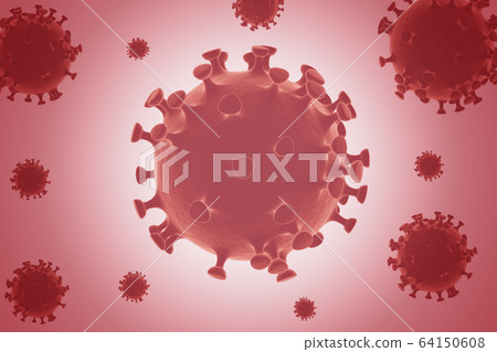 Group of Coronavirus cells. 3D illustration for background, The pandemic of influenza 64150608