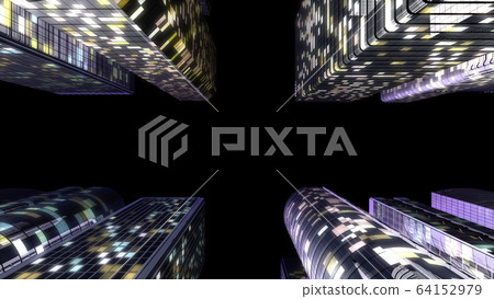 建築大樓市政廳商務區辦公區夜景夜CG 3D圖 64152979