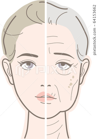 Young And Elderly Women Half And Half Comparison Stock Illustration