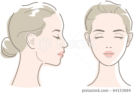 Young woman profile and front view 64153664