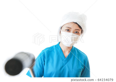 Medical workers performing disinfection work 64154079