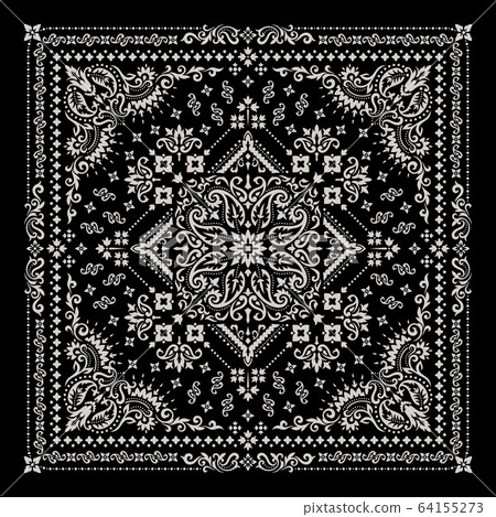 Vector ornament Bandana Print. Traditional ornamental ethnic pattern with paisley and flowers. Silk neck scarf or kerchief square pattern design style, best motive for print on fabric or papper. Vector ornament Bandana Print. Traditional ornamental ethnic pattern with paisley and flowers. Silk neck scarf or kerchief square pattern design style, best motive for print on fabric or papper. 64155273