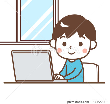 Computer in the room boy - Stock Illustration [64155318] - PIXTA