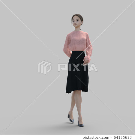 長裙女人perming3DCG插圖素材 長裙女人perming3DCG插圖素材 64155653