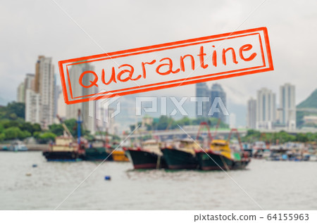 Quarantine due to coronavirus epidemic covid19 Fishing Village under Magic Hour 64155963