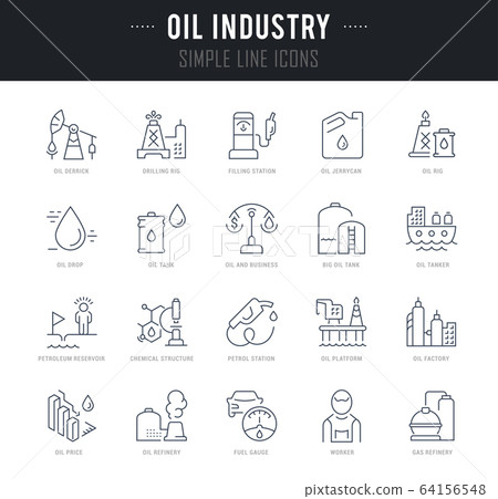 Set Vector Line Icons of Oil Industry - Stock Illustration [64156548 ...