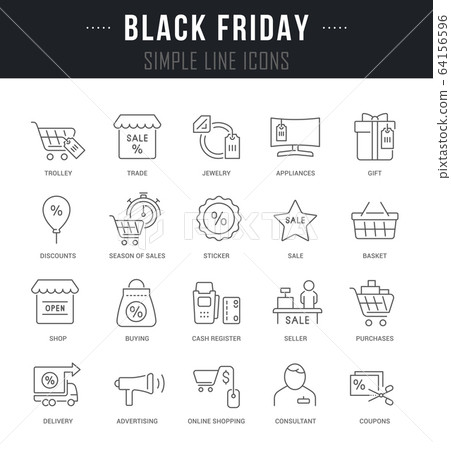 Set Vector Line Icons of Black Friday - Stock Illustration [64156596 ...