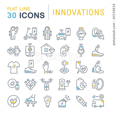 Set Vector Line Icons of Innovations Set Vector Line Icons of Innovations 64156618