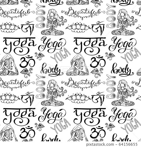 Yoga seamless pattern with... - Stock Illustration [64156655] - PIXTA
