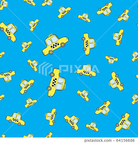 Doodle taxi car seamless pattern 64156686