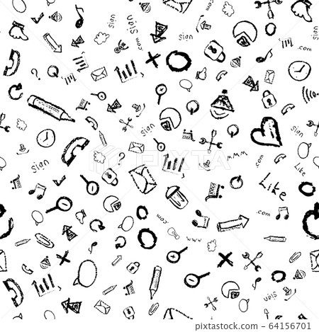 Seamless pattern of web icons, hand drawing chalk, 64156701