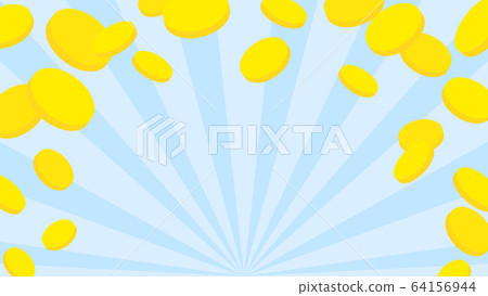 A lot of coins concentrated line background / blue 64156944