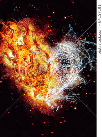 火焰與水的抽象心 火焰與水的抽象心 64157191